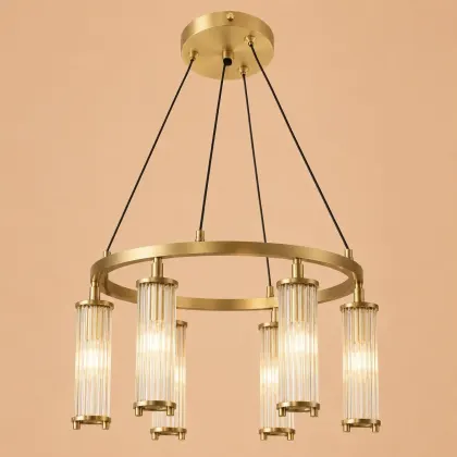 Sivio-Candelabru Auriu Modern cu 6 Becuri