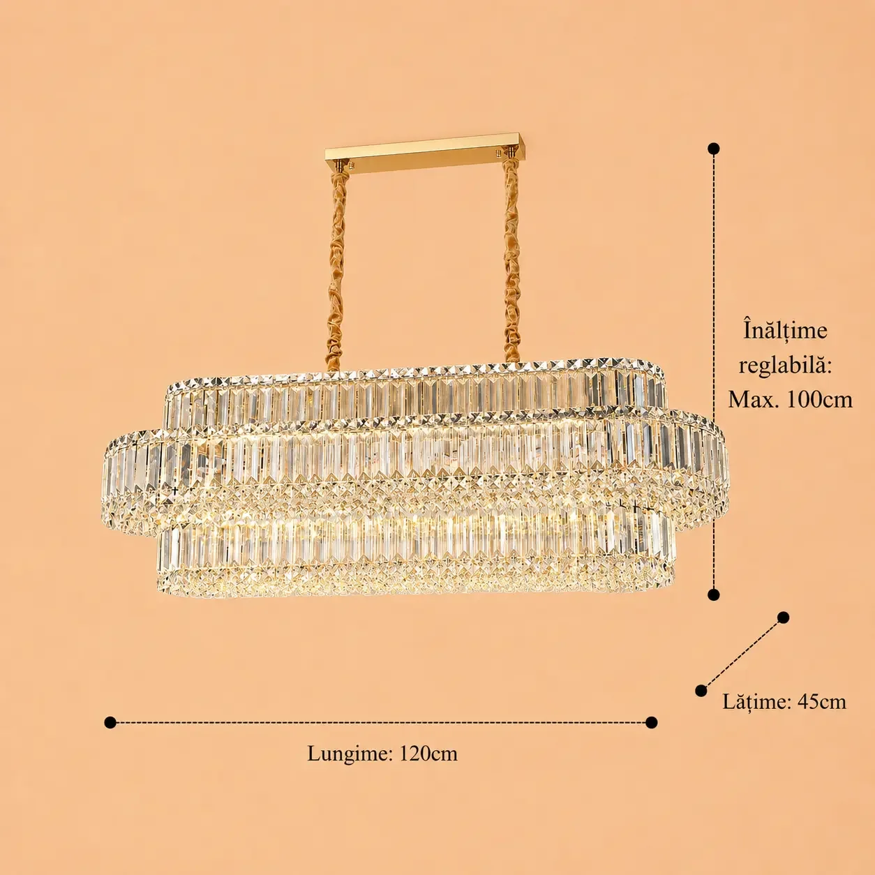 Coloss-Candelabru Oval Elegant cristale cu 12 Becuri
