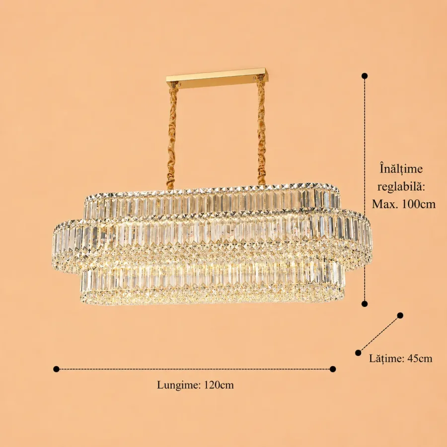 Coloss-Candelabru Oval Elegant cristale cu 12 Becuri