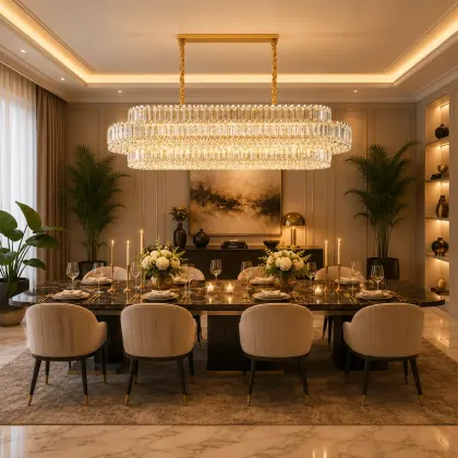 Coloss-Candelabru Oval Elegant cristale cu 12 Becuri