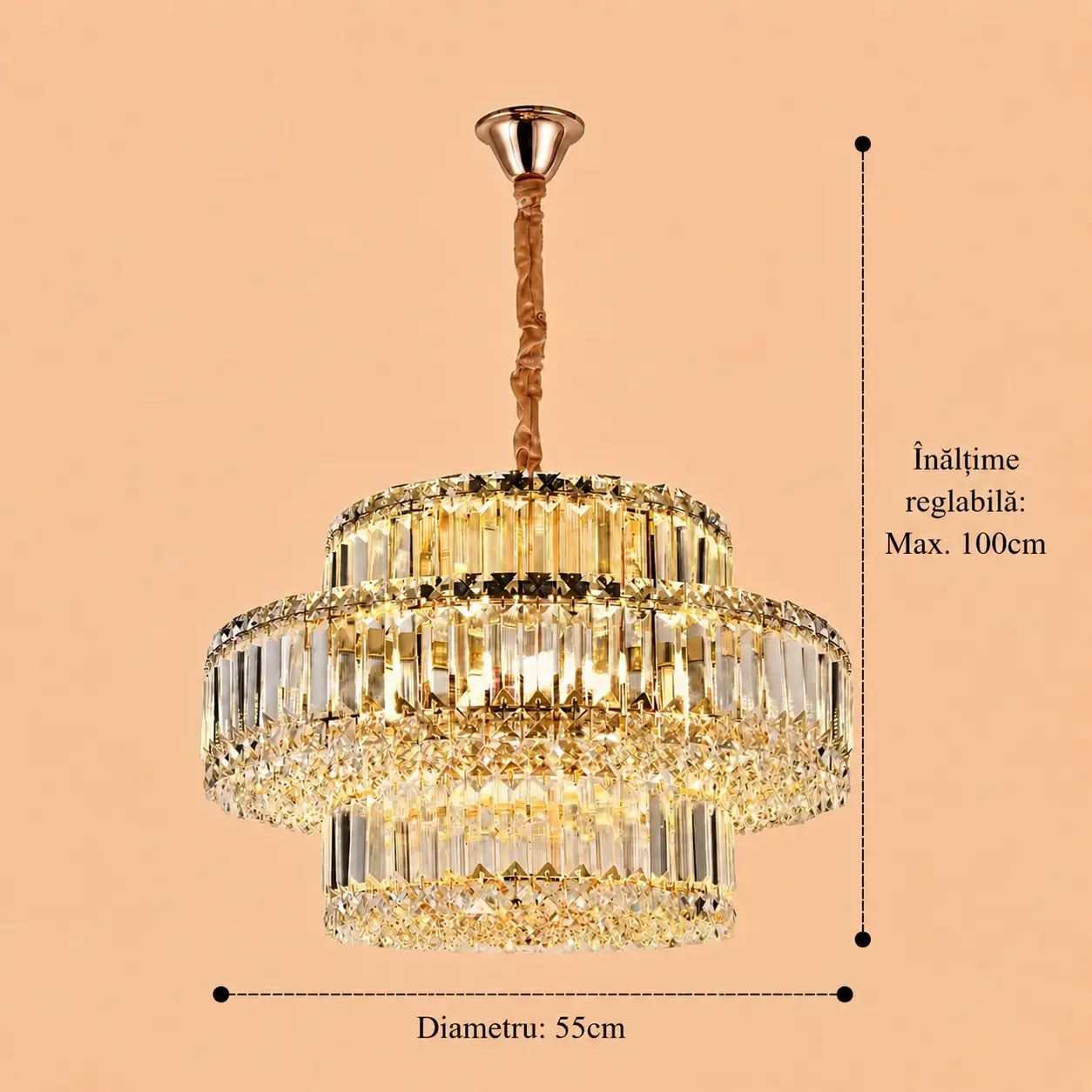 Coloss-Candelabru Elegant cristale cu 8 Becuri