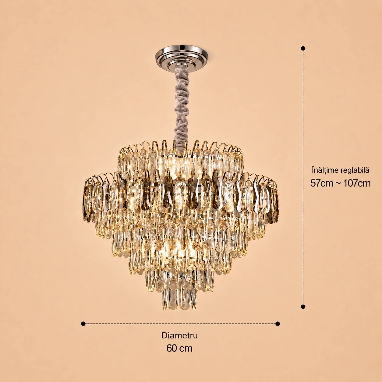 Velmora-Candelabru Diam.60cm cu 14 Becuri