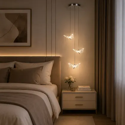 Nature-lustra led cu 3 fluturasi argintii