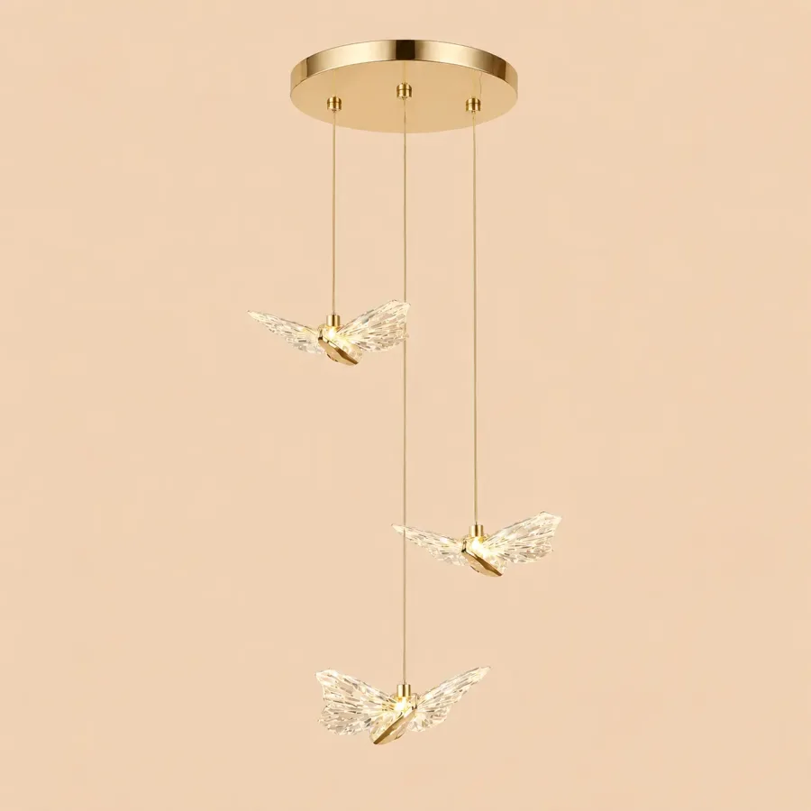 Nature-lustra led cu 3 fluturasi aurii
