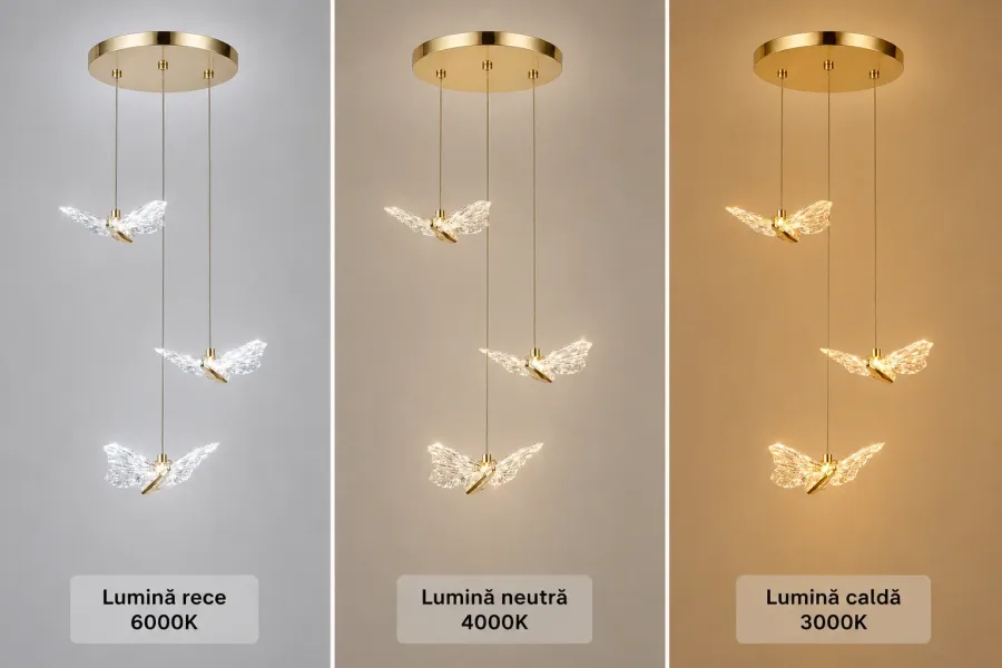 Nature-lustra led cu 3 fluturasi aurii