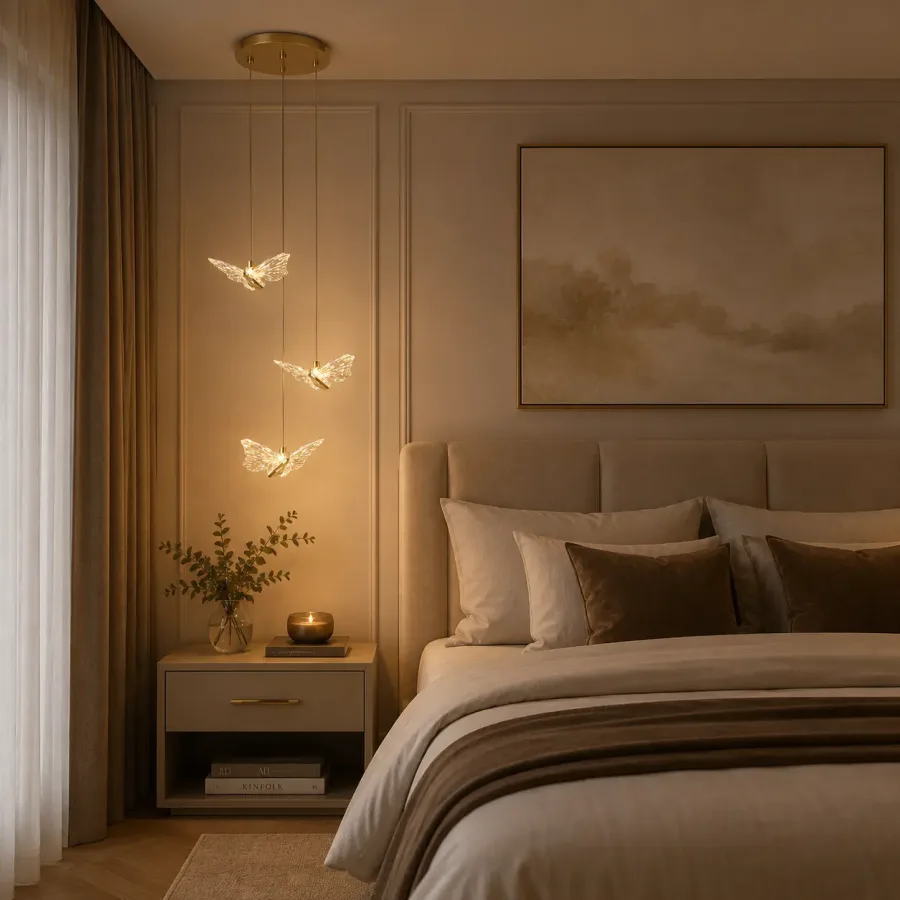Nature-lustra led cu 3 fluturasi aurii