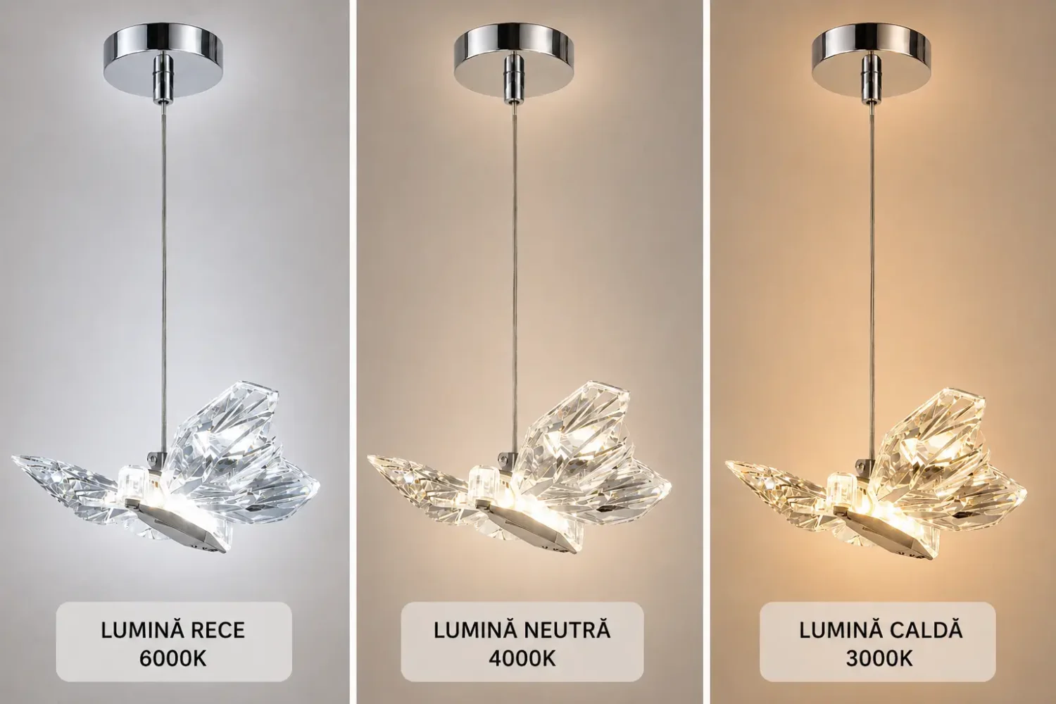Nature-pendul led cu fluturas argintiu