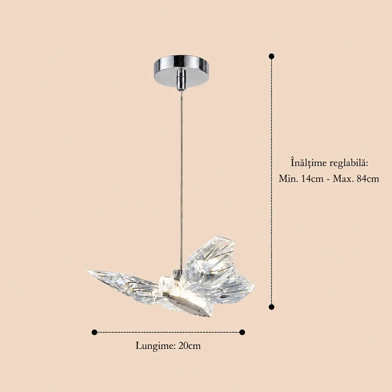 Nature-pendul led cu fluturas argintiu