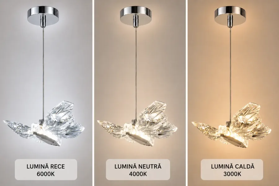 Nature-pendul led cu fluturas argintiu