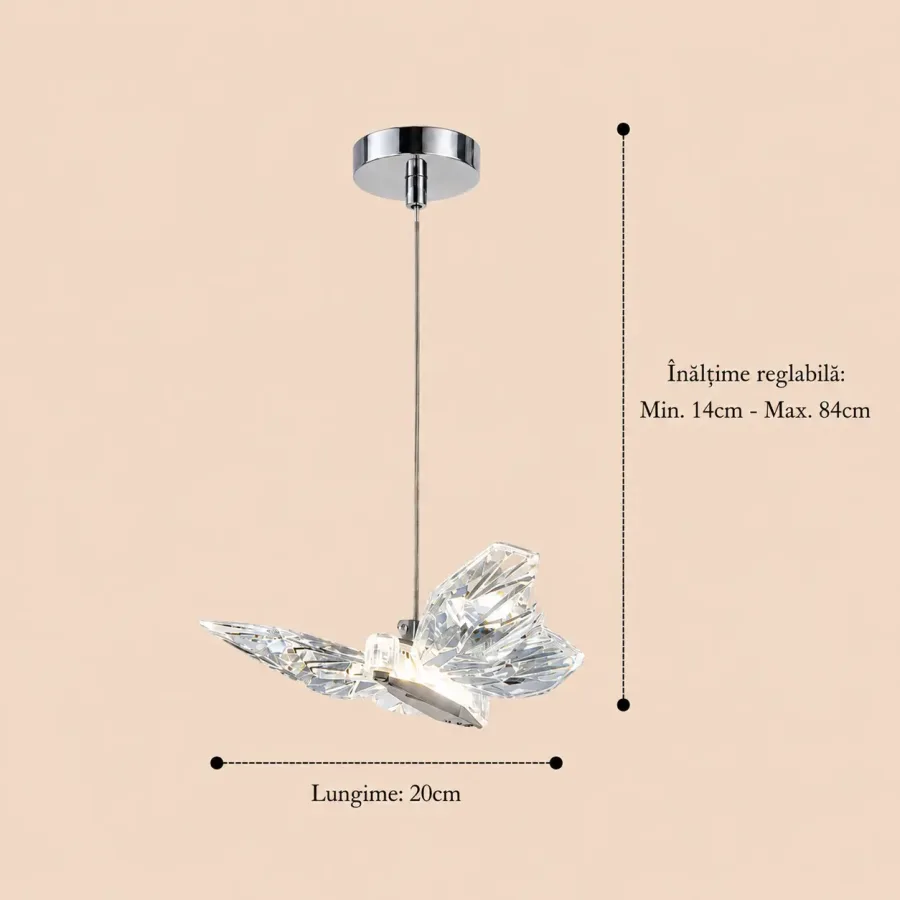 Nature-pendul led cu fluturas argintiu