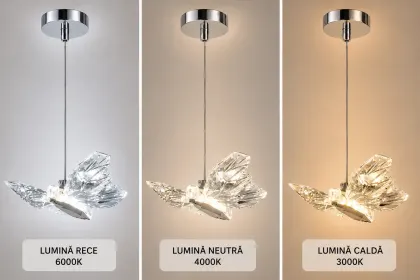 Nature-pendul led cu fluturas argintiu