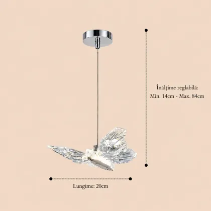Nature-pendul led cu fluturas argintiu