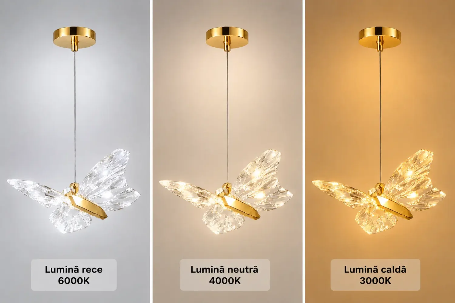 Nature-pendul led cu fluturas auriu