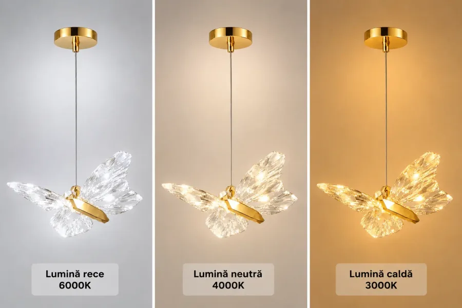 Nature-pendul led cu fluturas auriu