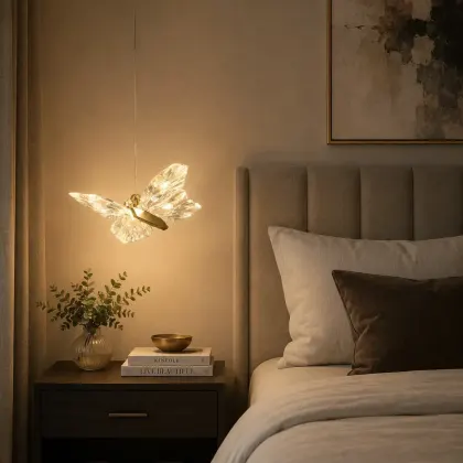 Nature-pendul led cu fluturas auriu