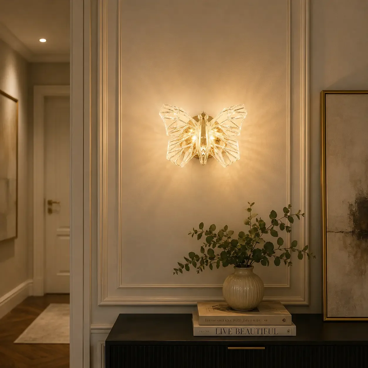 Nature-aplica led cu fluturas auriu