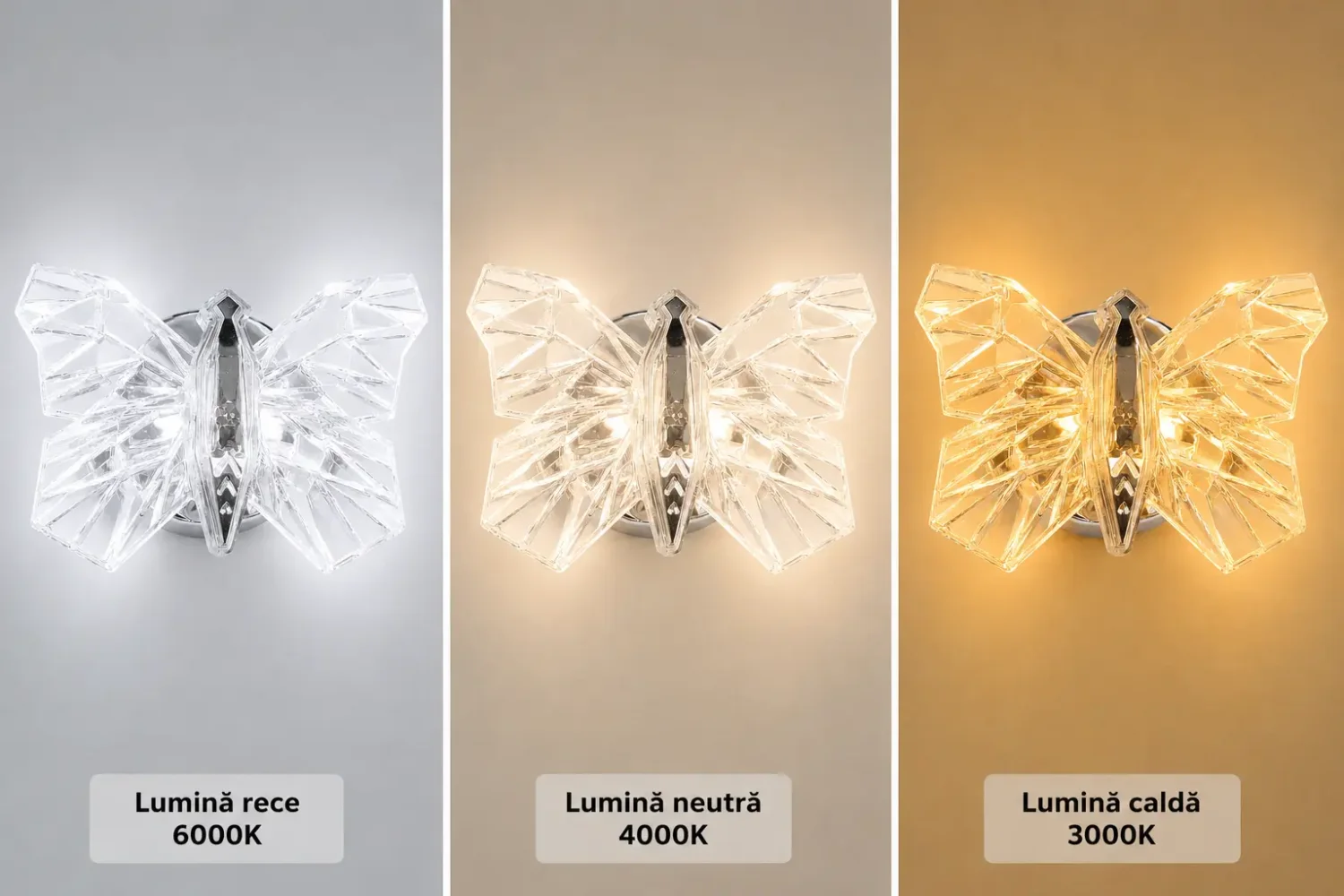 Nature-aplica led cu fluturas argintiu
