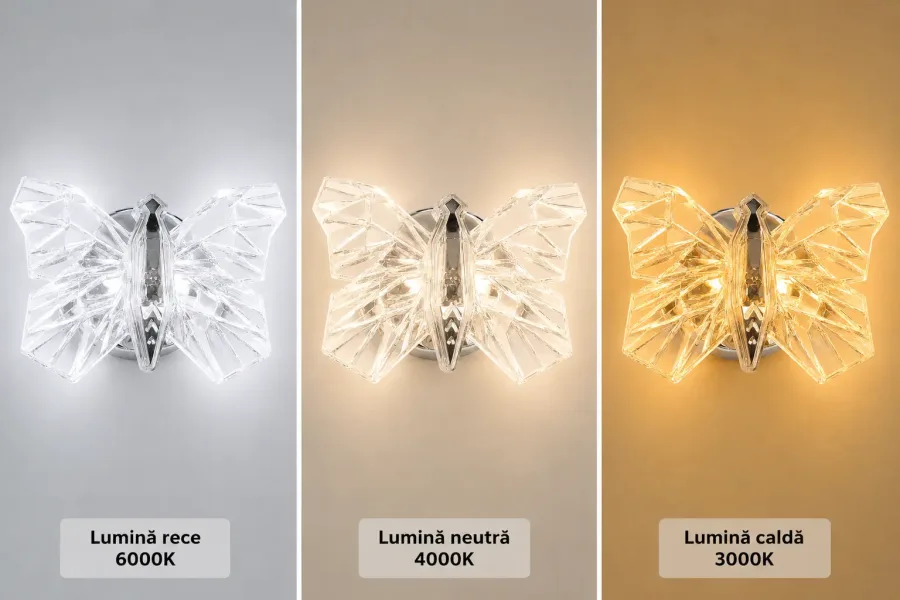 Nature-aplica led cu fluturas argintiu