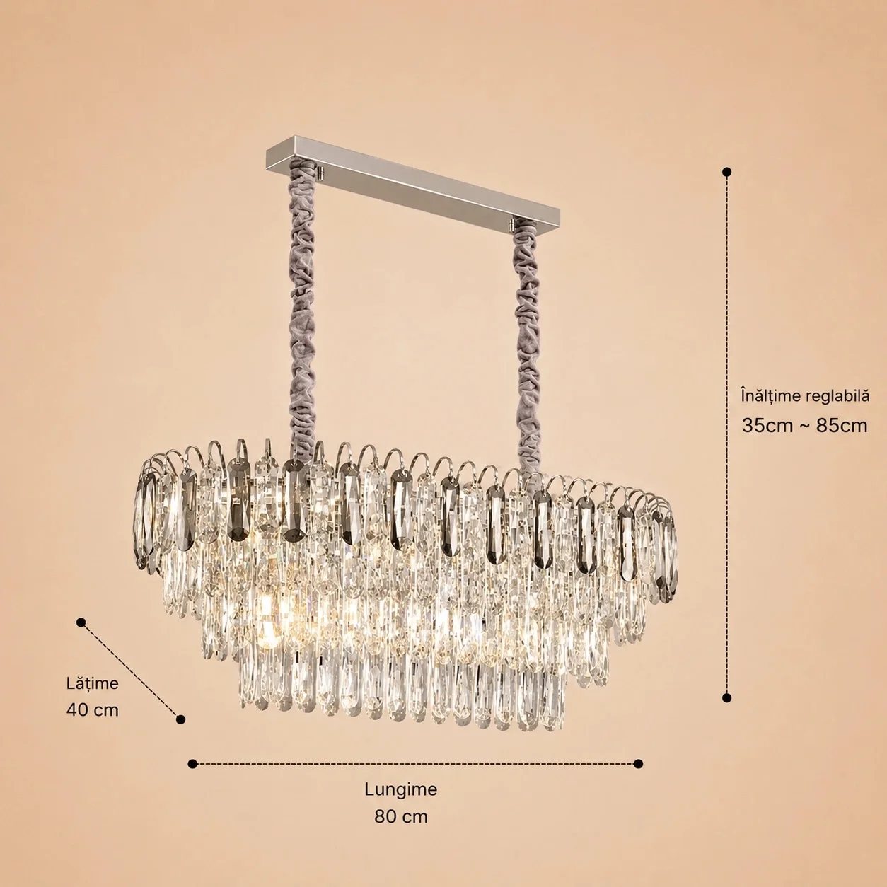 Velmora-Candelabru Oval 80x40cm cu 12 Becuri