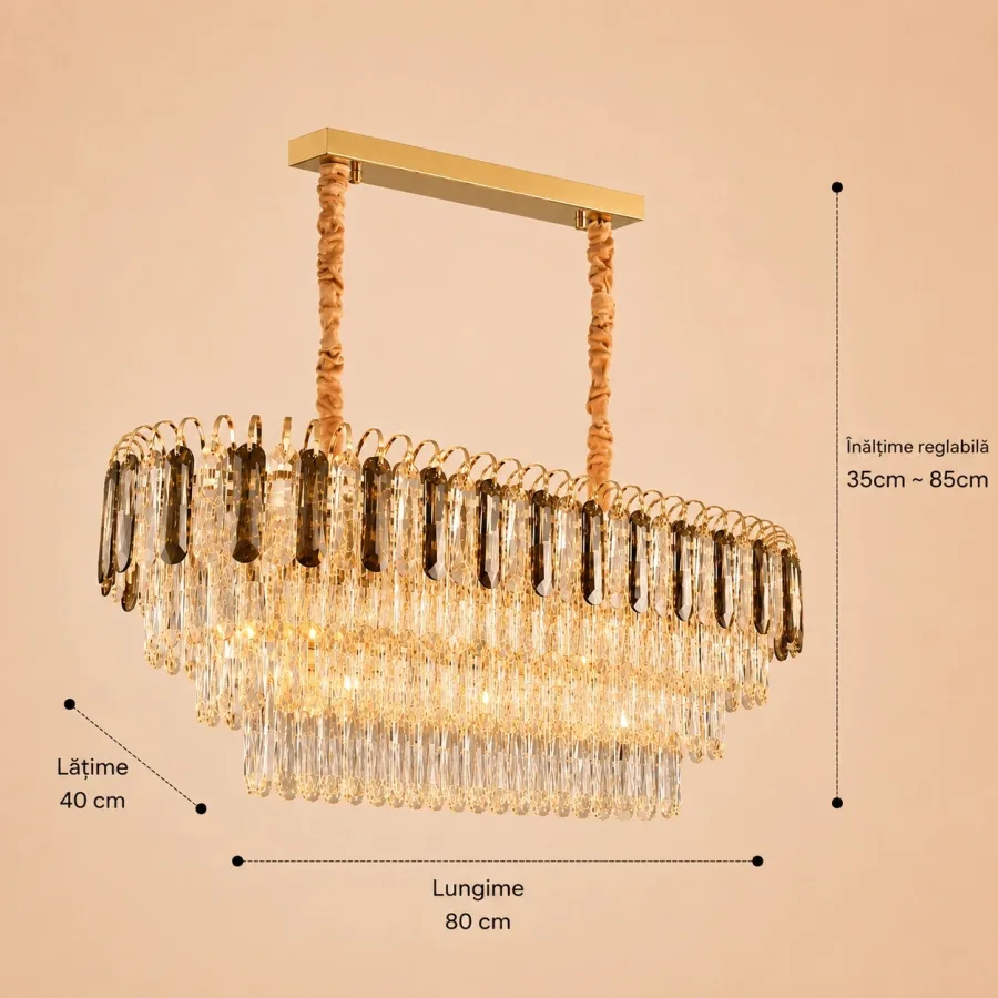 Velmora-Candelabru Oval 80x40cm cu 12 Becuri