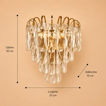 Velmora-Aplica Cristal cu 3 Becuri