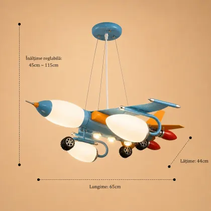 Vega-Lustra avion Led+Becuri pentru copii