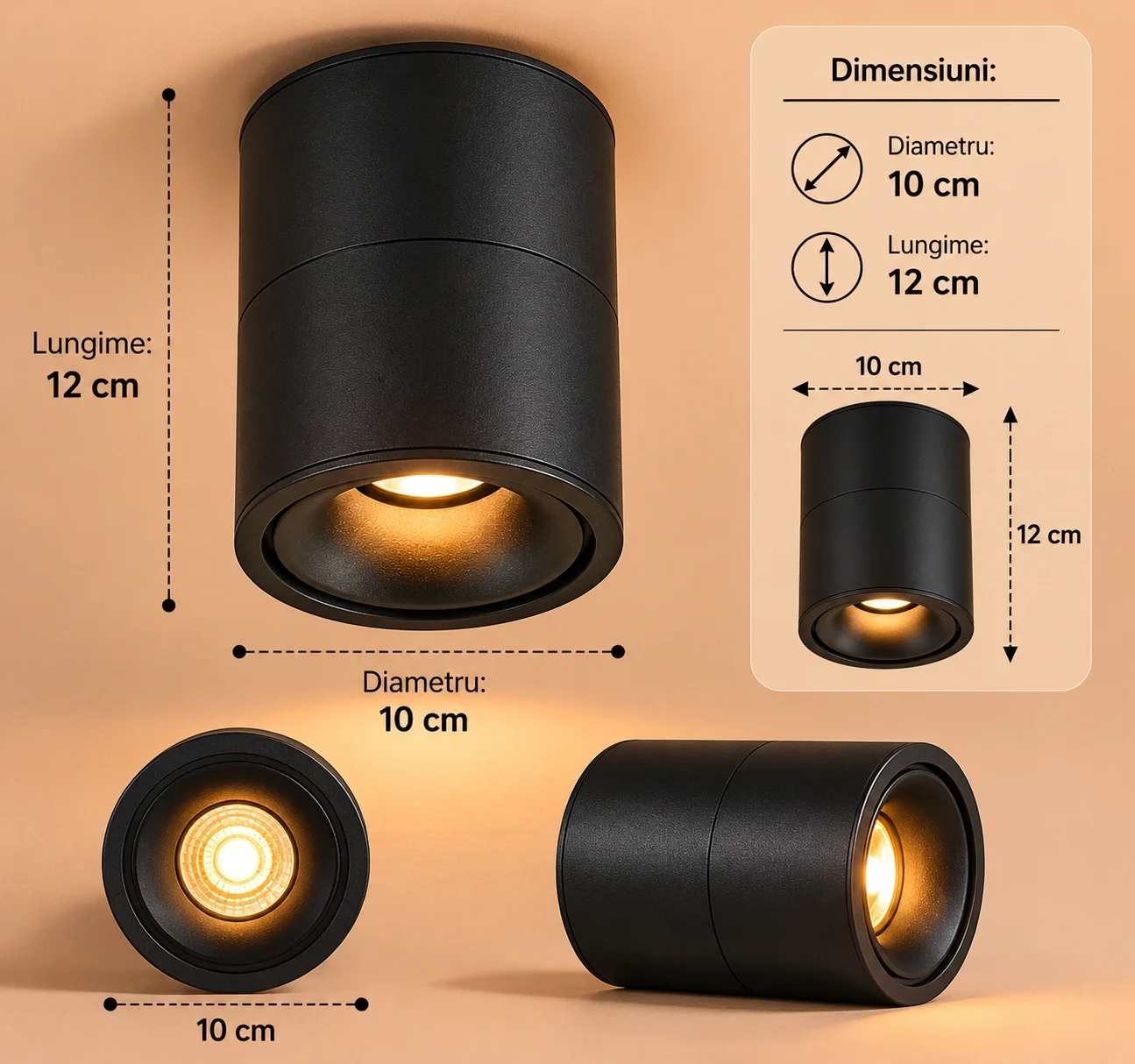 Flexo-Spot Led Aplicat si orientabil lumina calda