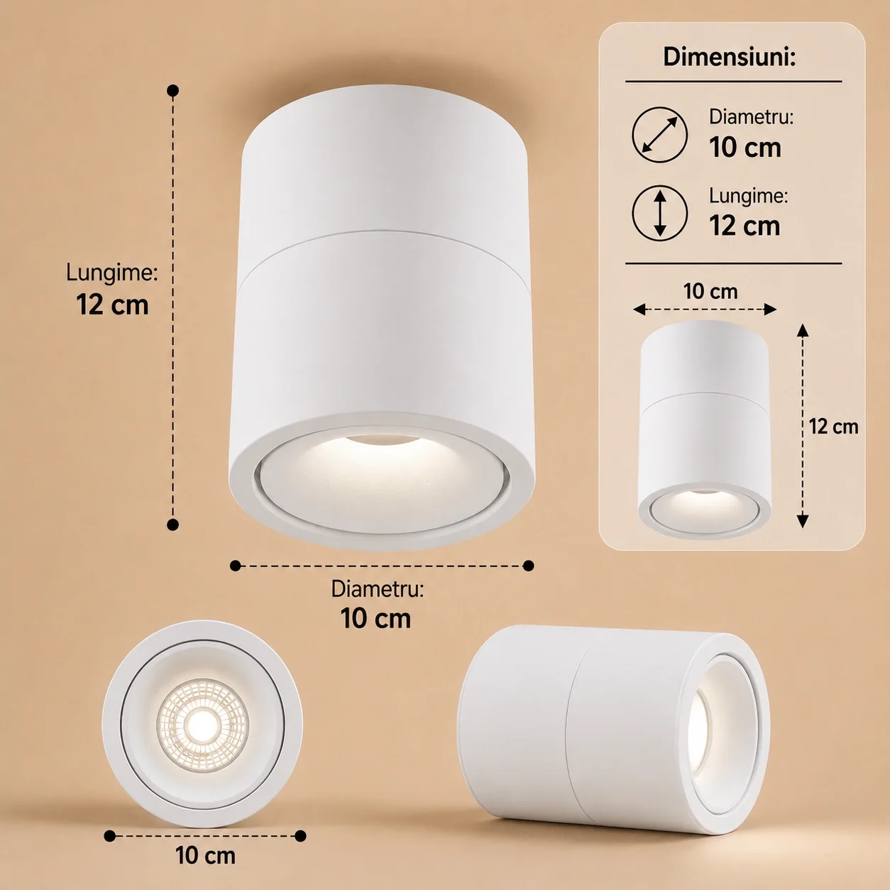 Flexo-Spot Led Aplicat si orientabil lumina neutra