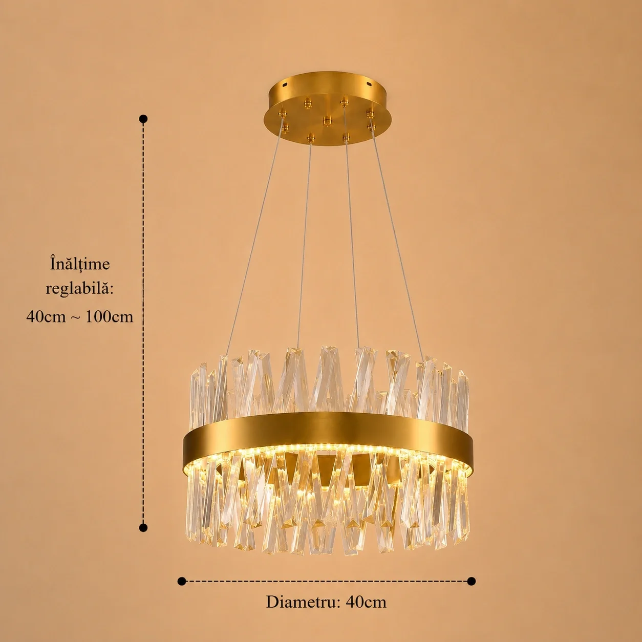 Belanova-lustra led cu cristale diam.40cm