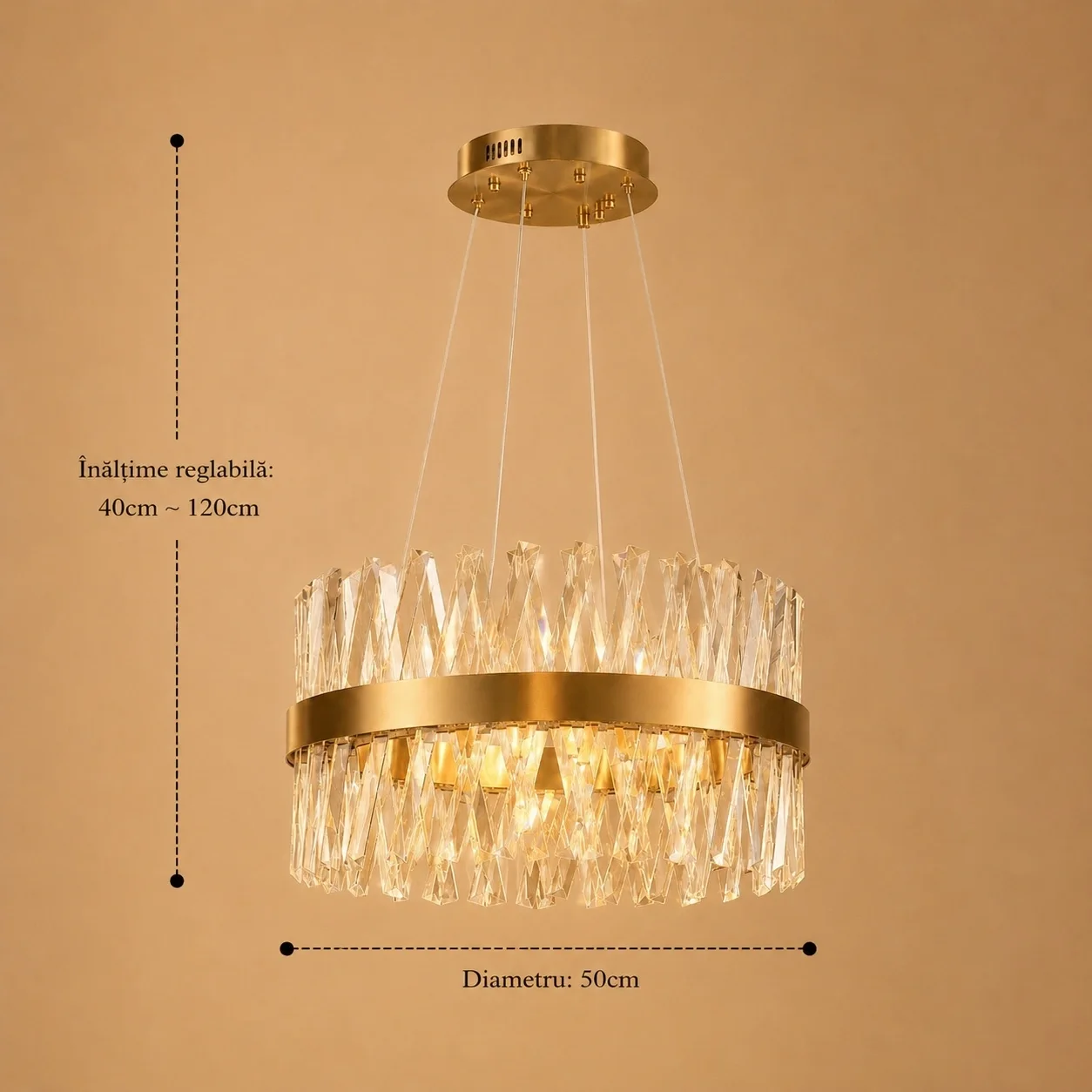 Belanova-lustra led cu cristale diam.50cm