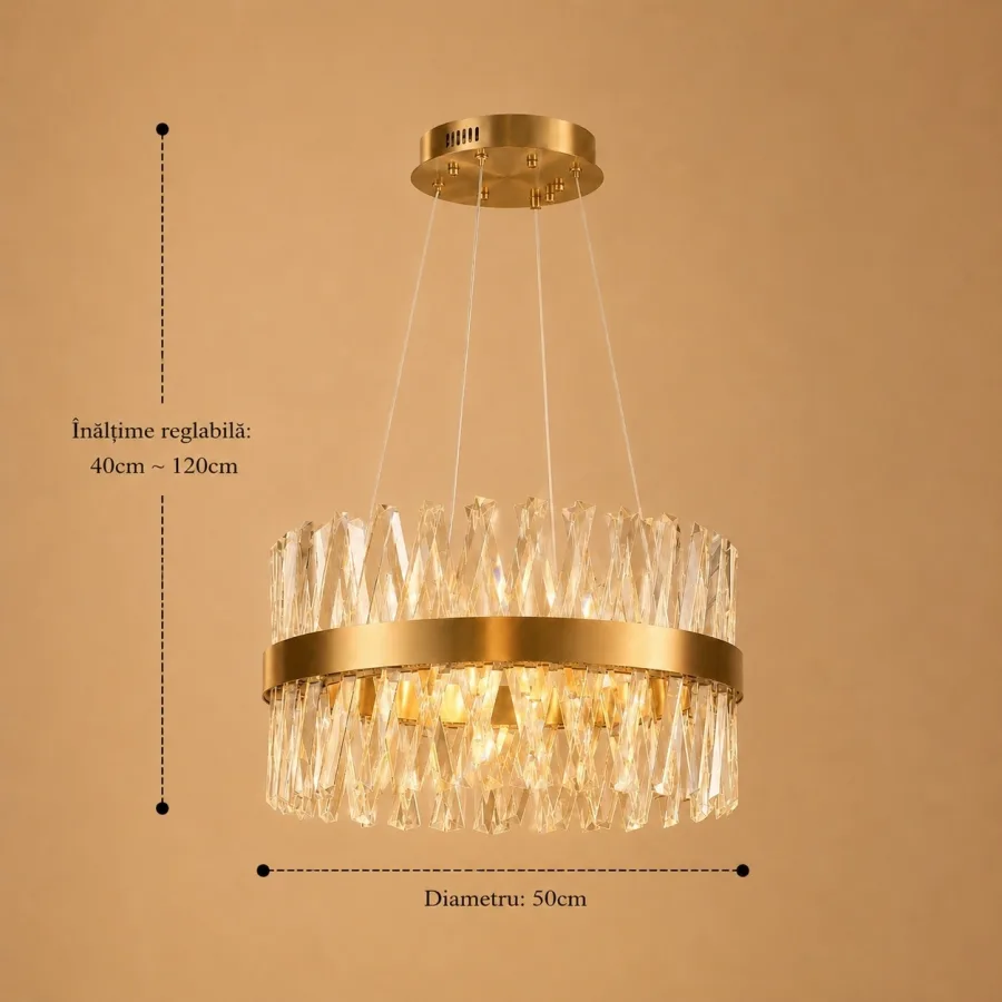 Belanova-lustra led cu cristale diam.50cm