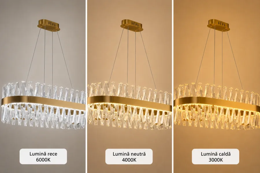 Belanova-lustra led Ovala cu cristale lungime 80cm