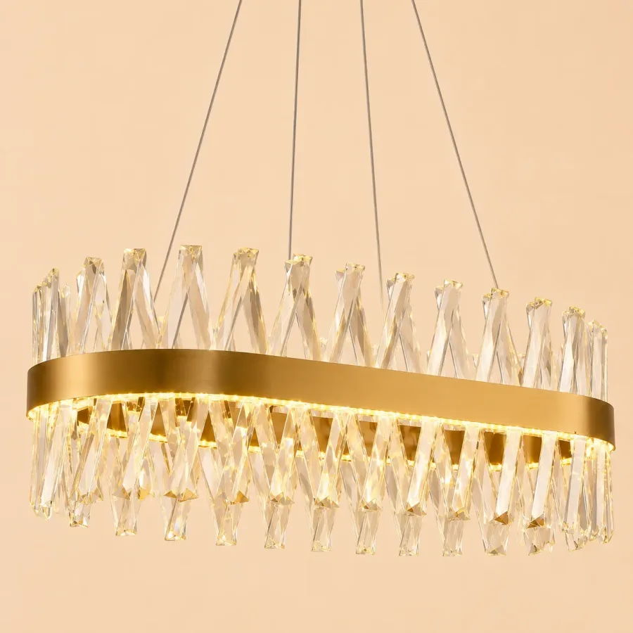 Belanova-lustra led Ovala cu cristale lungime 80cm