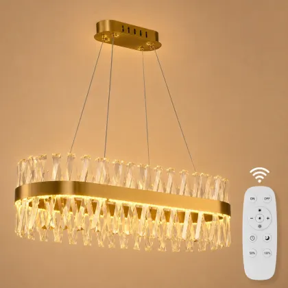 Belanova-lustra led Ovala cu cristale lungime 80cm