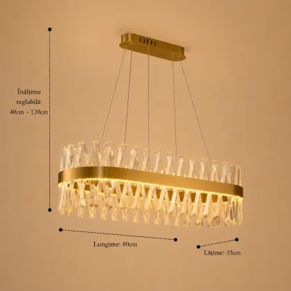 Belanova-lustra led Ovala cu cristale lungime 80cm