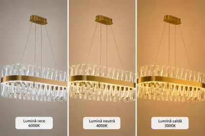 Belanova-lustra led Ovala cu cristale lungime 80cm