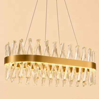 Belanova-lustra led Ovala cu cristale lungime 80cm