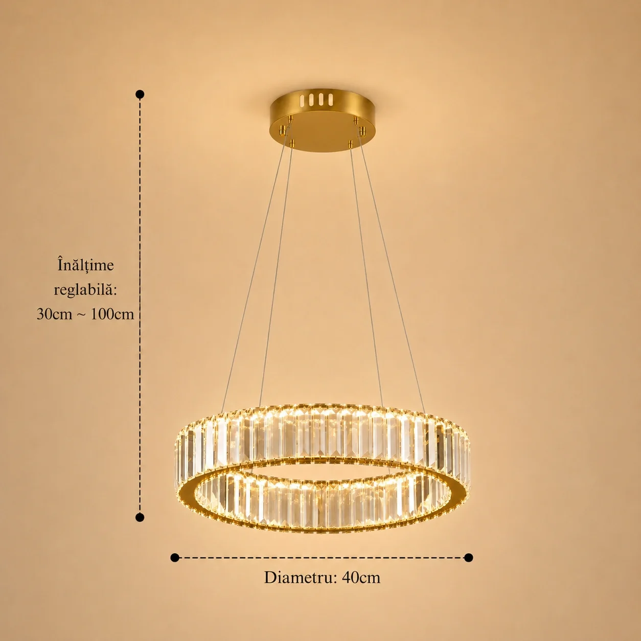 Auralis-lustra led cu cristale diam.40cm