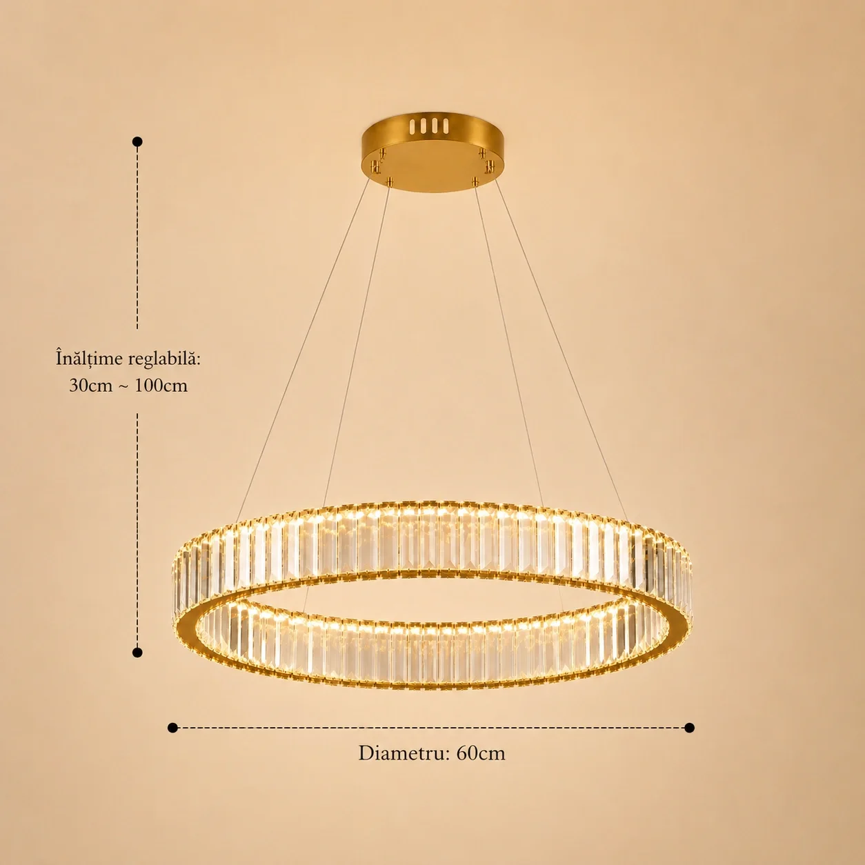 Auralis-lustra led cu cristale diam.60cm