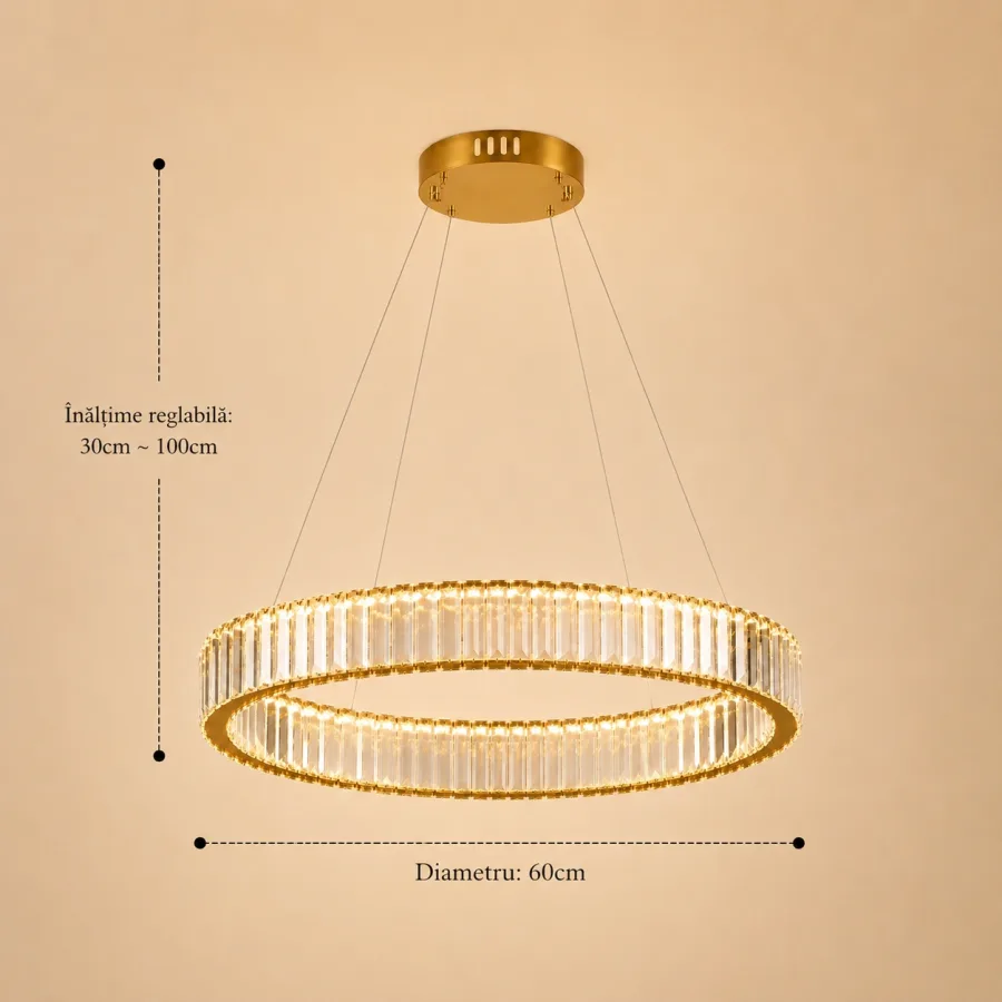 Auralis-lustra led cu cristale diam.60cm