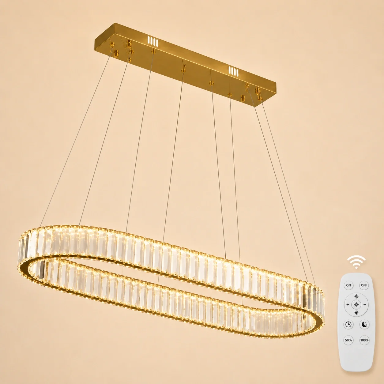 Auralis-lustra led Ovala cu cristale lungime 100cm