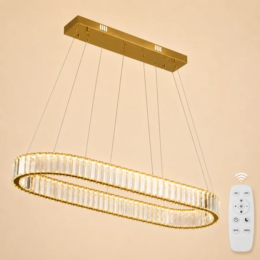 Auralis-lustra led Ovala cu cristale lungime 100cm