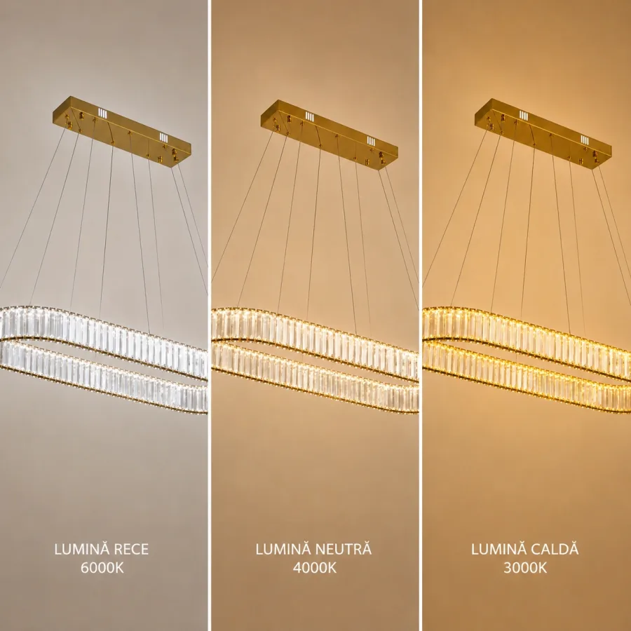 Auralis-lustra led Ovala cu cristale lungime 100cm