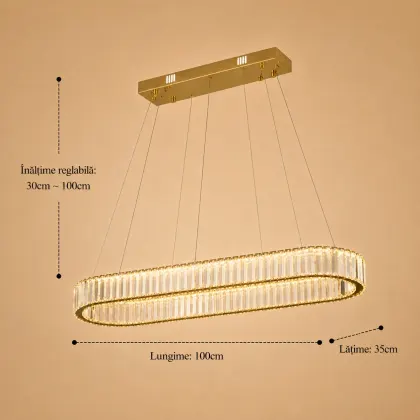 Auralis-lustra led Ovala cu cristale lungime 100cm