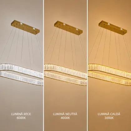 Auralis-lustra led Ovala cu cristale lungime 100cm