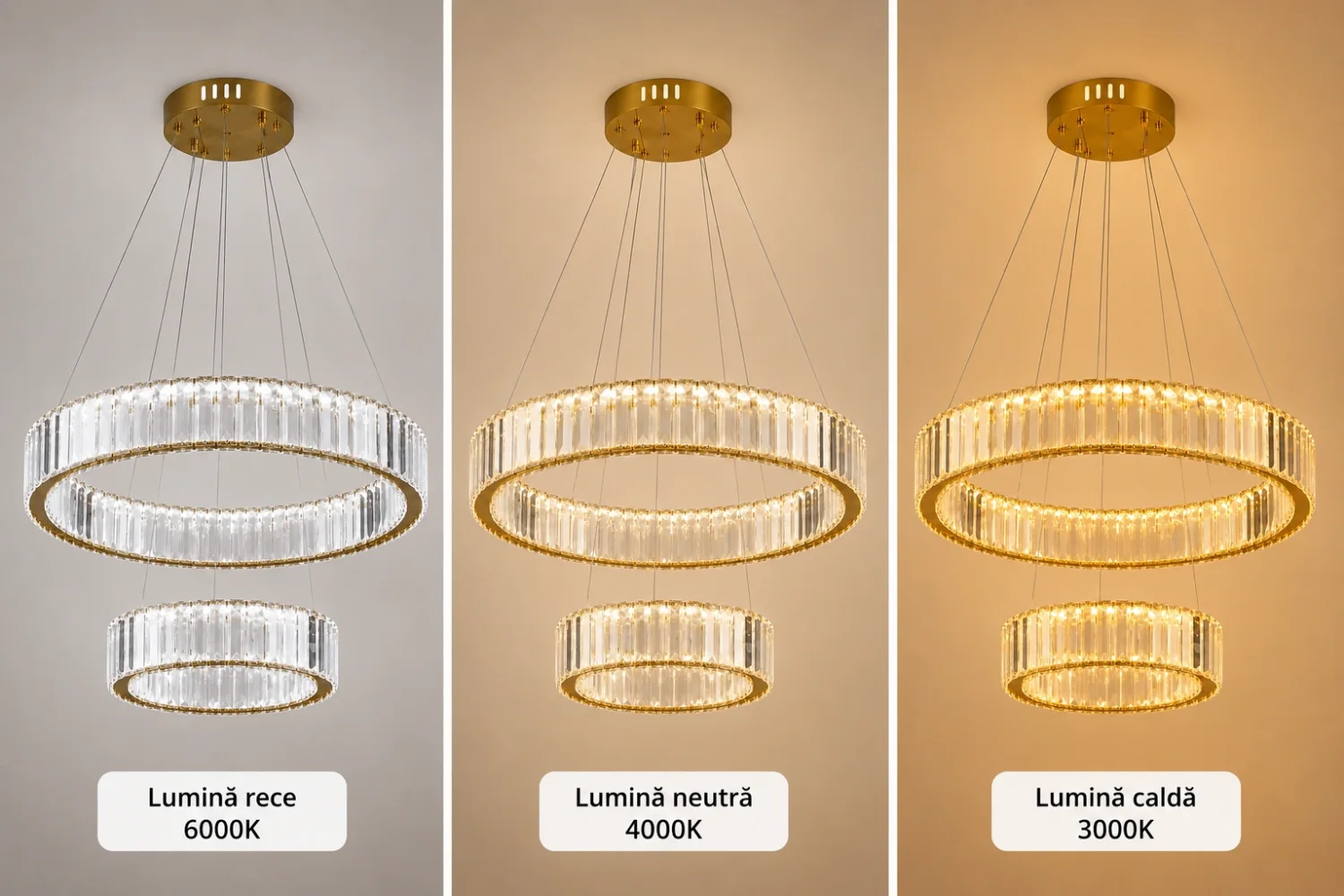 Auralis-lustra led eleganta cu cristale 2 cercuri