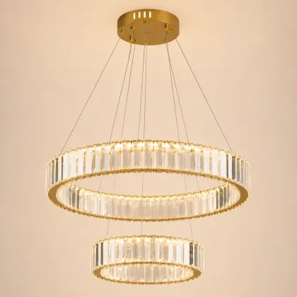Auralis-lustra led eleganta cu cristale 2 cercuri