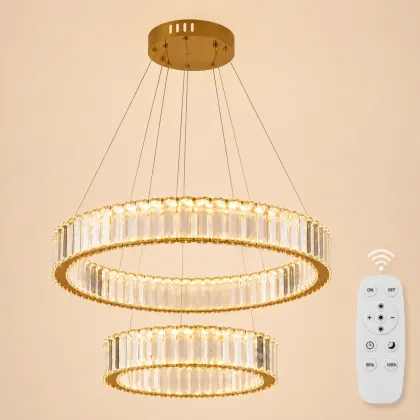 Auralis-lustra led eleganta cu cristale 2 cercuri