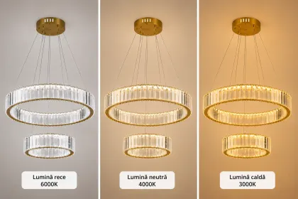 Auralis-lustra led eleganta cu cristale 2 cercuri