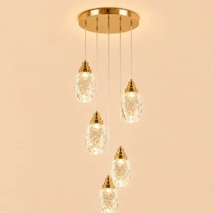 Luxoria-lustra led cu 5 prendule cristal tip diamant